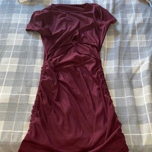 Cute wine colored shirt tight fitted dress